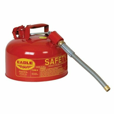 EAGLE TYPE II SAFETY CANS-GAVANIZED STEEL, Red - w/5/8in. O.D. Flex Spout, CAPACITY: 2 Gal U226SX5RED